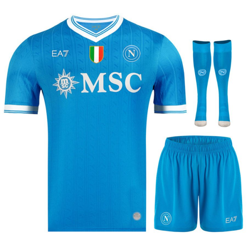 Completo Napoli Bambino Casa 2025-26 – Azzurro Scudetto